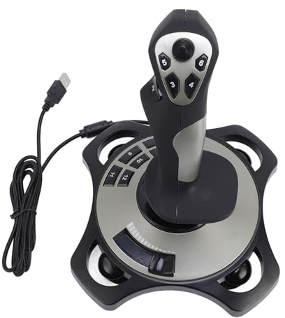 EIMSOAH Simulator Joystick, USB Wired Stick with Vibration Function and Throttle, 12 Programmable Buttons, for 7 8 10 11