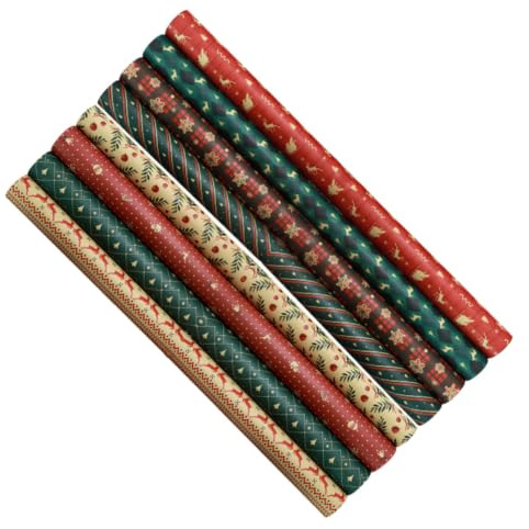 8 Pièces Papier Présent de Noël en Kraft, Motifs Rétro | Feuilles Épaisses pour Bricolage et Origami, Design Classique de Fête, Lot aux Styles Assortis Style Aléatoire