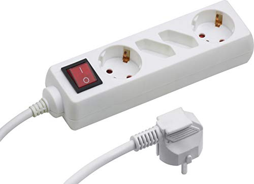 Meister Steckdosenleiste 4-fach - 1,4 m Kabel - weiß - Schuko + Euro - Kunststoffleitung - IP20 Innenbereich - Schalter / Steckerleiste / Mehrfachsteckdose / Tischsteckdose / Tido 4-fach / 7430300