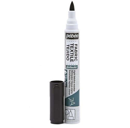 Pebeo 803414 7A - Pennarello per tessuti, punta a pennello, 1 mm, colore: Nero
