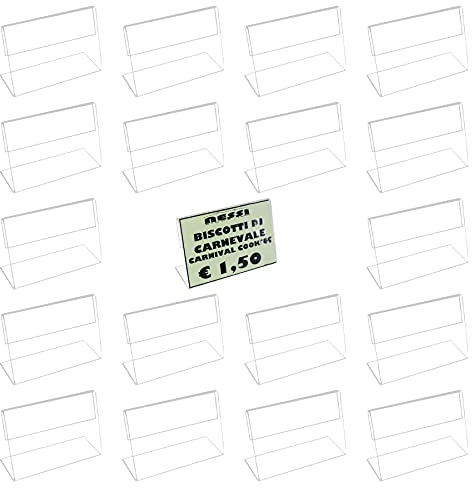 YEYIT 20 Pcs Mini Acrylic Sign Display Stands - Small Card Display Rack Price Name Tag Label Holder Used in Office Supermarket Hotel