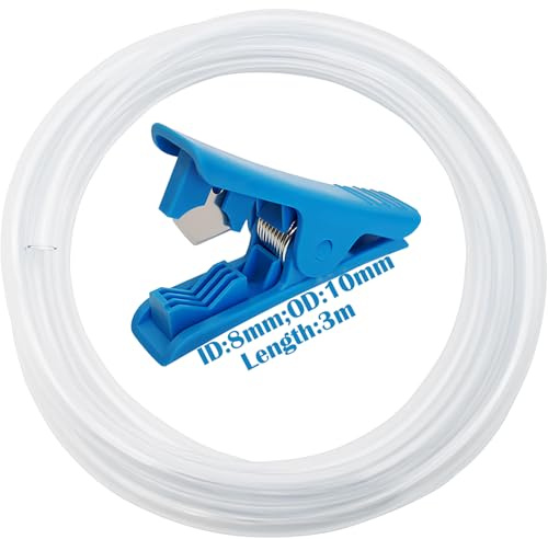 Tuyau PVC, CESFONJER Tuyau Souple Transparent 8mm ID*10mm OD, Tube Flexible, avec 1 coupe-tube (3 mètres)