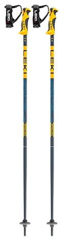 LEKI Spitfire Lite S Kinder-Skistöcke aus leichtem Aluminium für alpines Skifahren - Denimblue-Aegeanblue-Mustardyellow - 90 cm