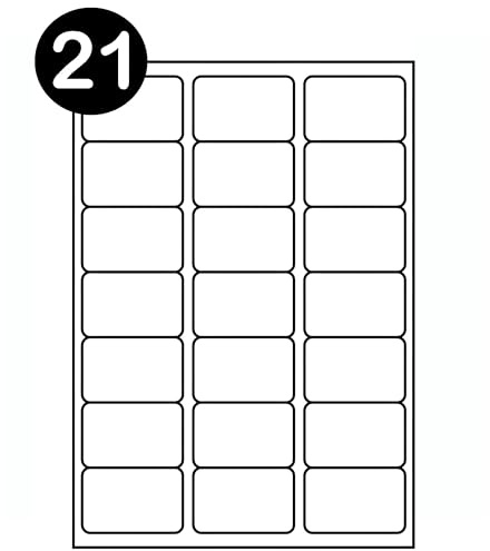 Double Dragon, Lot de 2100 étiquettes autocollantes A4, 21 par feuille, 63,5 x 38,1 mm, 2100 étiquettes par feuille, 63,5 x 38,1 mm, pour impression laser, jet d'encre,