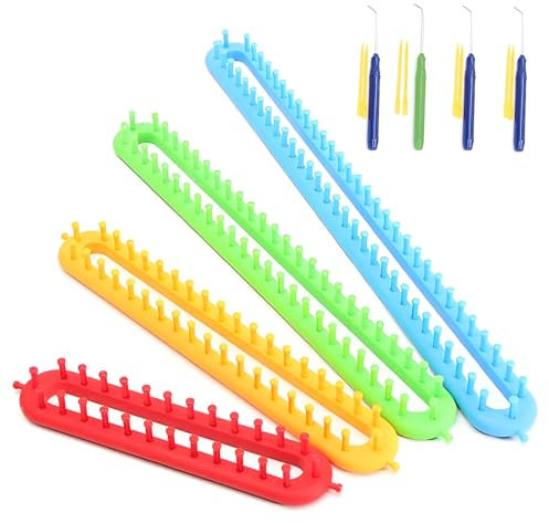 26+36+47+58cm Bausatz, Langer Webstuhl mit Nadeln & Hakenwerkzeug, Häkelmaschine für Handgestrickte Schals, Decken, 26/36/47/58 Zähne, DIY-Strickstühle-Set