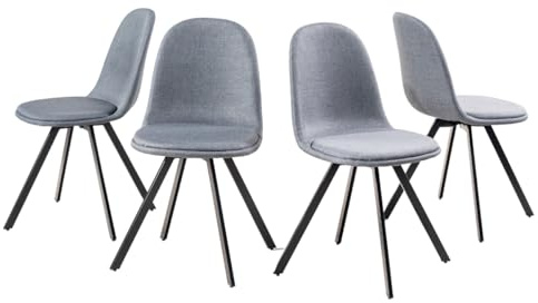 FurnitureR Lot de 4 Chaises de Salle a Manger, Pivotant sur 360° sans Accoudoirs et avec des Pieds Radiaux en Métal, Rétro pour la Chambre a Coucher et la Salle a Manger, Gris