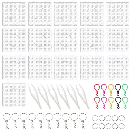 Allazone 5 mm Tableros de Perlas de Fusibles, Placas de Cuentas para Planchar, Placa de Cuentas Cuadrada para Cuentas Niños Artesanía Perla (16 Pz Cuadrado)