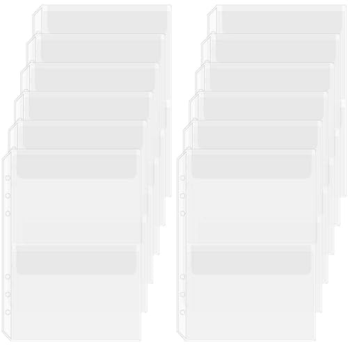SOFPLATE 12 hoja A5 para Carpetas 2 bolsillos Separadores de Carpeta 8.4 x 5.9 pulgadas 6 agujeros PVC Transparente Impermeable Bolsas Protectoras de Hojas Sueltas para Troqueles Plantillas Álbumes Se