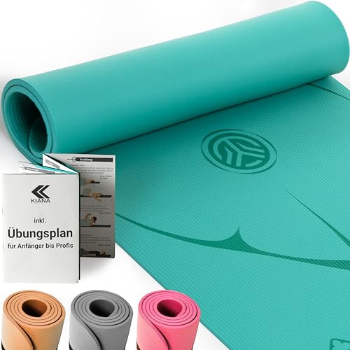 KIANA SPORTS Gymnastikmatte Premium inkl. Tragegurt | Rutschfeste Sportmatte & Fitnessmatte | Yogamatte Dick | Pilates Matte für Zuhause | Phthalatfreie Yoga Matte | Trainingsmatte & Yoga Mat