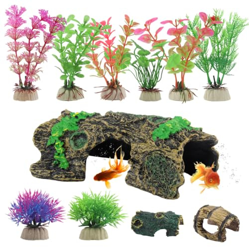 LEIMEND 11 Pcs Fish Tank Decorations Aquarium Ornaments Aquarium Cave