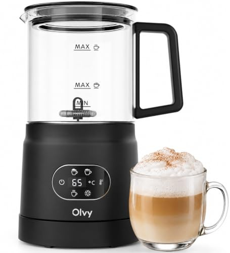 Olvy Espumador de Leche Eléctrico 500W 3en1 Caliente Frío Calentamiento Negro