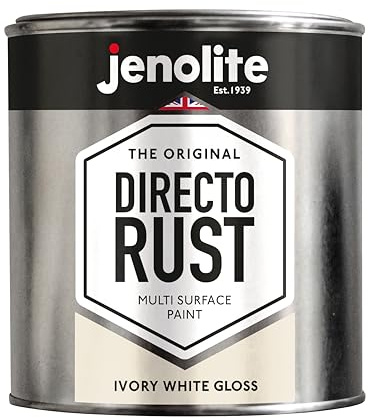 JENOLITE Directorust Ivory White Gloss - Multi Surface Paint - For Use On Wood, Metal, Plastic, Ceramic & Rusted Surfaces - 1 Litre (RAL 1013)