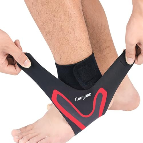 Coogime 2 Pcs chevillere entorse, chevillere de maintien football, Flexible Ankle Brace, attelle cheville, bandage pour fasciite plantaire, chevillères respirantes (Red, M(EU:39-41))