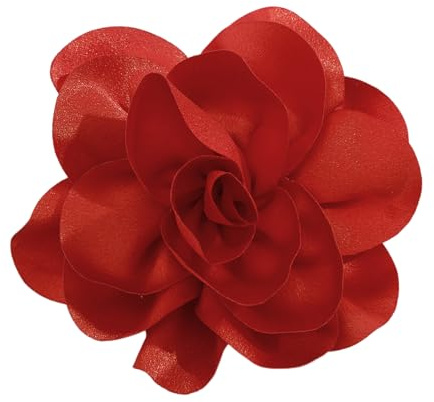 NIHENHAO Elegante broche de tela con diseño de flores, hermoso broche de solapa de tela, accesorio de joyería para armarios de mujer, color rojo