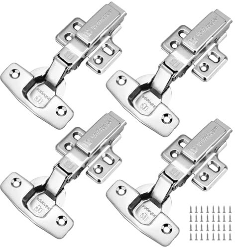 Bisagras Puertas Cocina y Armario - Bisagras Cazoleta en Acero Inoxidable 304, Ángulo de Apertura de 105°, Silenciosas, Ajustables y Fáciles de Instalar - 4pcs