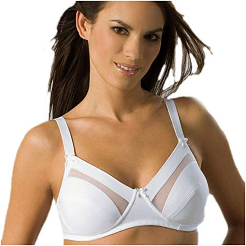Reggiseno Senza Ferretto in Microfibra, Coppe Non Imbottite, Inserti in Tulle, Spalline Regolabili Italian Style Art 351 (IT, Taglia della Coppa & Taglia della Fascia, B, 5, Bianco)