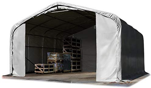 TOOLPORT Lagerzelt 6x6 m Zelthalle Unterstand PVC Plane 850 N wasserdicht grau