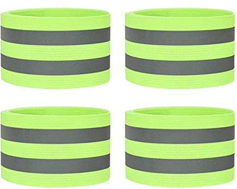 Willingood Doppel Reflektorbänder, 4er Set Reflektierende Sicherheits Armband für Outdoor Jogging, Radfahren, Wandern, Motorrad-Reiten oder Laufen | 40 x 5 CM