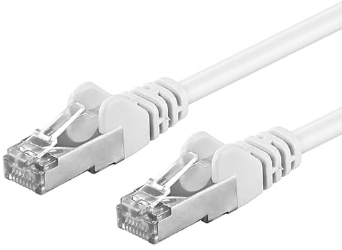 PremiumCord Câble Patch, CAT6a, 10Gbit/s, S/FTP, PIMF, Ethernet, LAN, Rapide, Flexible et Durable, RJ45, AWG 26/7, Câble en Cuivre 100% CU, Blanc, 1m