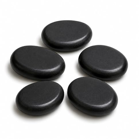 Sun & Sia ZENC11 Pierre de Lave Basalte pour Massage aux Pierres Chaudes, Noir, 6 cm x 5 cm, Lot de 5
