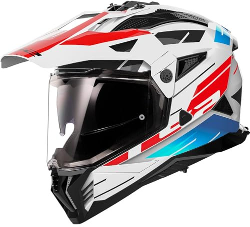 LS2 caschi da motocross Pioneer II Namib white blue red S
