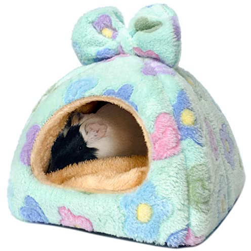 Tierecare Guinea Pig Hideout Hamster Bed Chinchilla House Cute Habitat Warm&Cozy Cage Accessories for Ferret Hedgehog Small Pet Washable