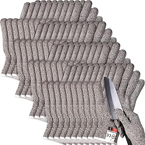 Xuhal 20 Pairs Cut Resistant Gloves Level 5 Protection Cutting Safety Kitchen Anti Cut Gloves for Kitchen (M)