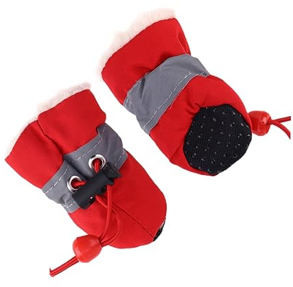 BESPORTBLE 1 Juego Zapatos para Perros Botas para Perros para Arrastrar Las Patas Botas De Nieve para Gatos Zapatos De Nieve para Perros Pequeños Boots Chihuahua Rojo Mantener Caliente