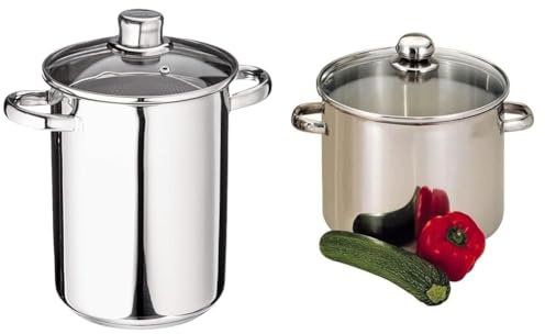 Baumalu - 344109 - Cuiseur à Asperges - 4 L - Diamètre 16 cm, Argenté & 342653 Marmite Traiteur + Couvercle 11 L Diamètre 26 cm en Acier Inoxydable