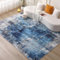 COOUS Washable Rugs for Living Room - Ultra Soft Area Rugs, Short Pile Non-Slip Non-Shedding Abstract Carpet, Stain Resistant Faux Wool Rugs for Bedroom Dining Room (Blue 160x230CM)