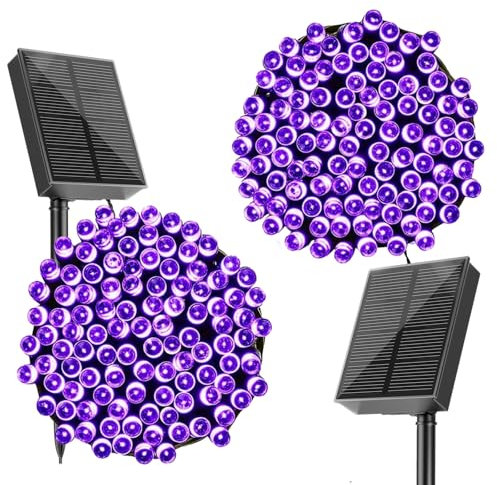 SOLARBABY Solar Christmas Lights Outdoor, 20M 200LED 8 Modes Purple LED Fairy Lights, IP65 Waterproof, Perfect for Garden, Yard, Xmas Tree, Christmas Decoration, 2 Pack