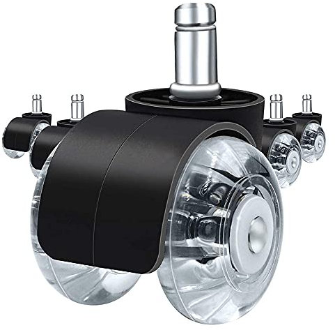 Universal Fit Office Chair Casters Wheel - 5 Pack, Double Casters Twin Ball Bearing, Ideal Replacement for Floors/Chair Mats
