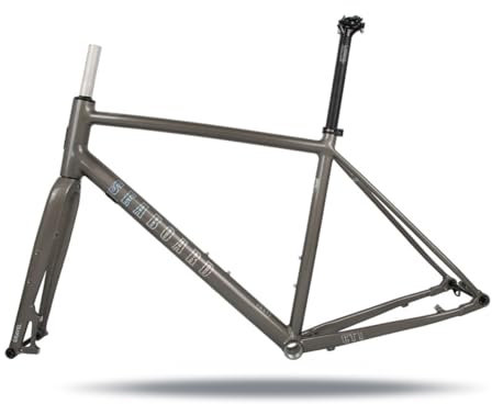 BSFHQS Rennrad Rahmenset 700C Gravel Bikes Rahmen Scheibenbremse Rahmen Aluminium Alloy Fahrradrahmen 44cm 47cm 50cm 53cm Steckachsenrahmen 100/142mm BSA BB68mm(Silver Grey,53cm)
