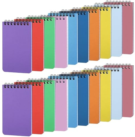 DYUEE A7 Pocket Notebook 20Pcs Small Spiral Lined Notebooks 60 Sheets | 10 Colored Mini Notebooks Memo Pads Ruled Notepads Bulk Note Pads For Home School Office 125x75MM / 3x5Inch