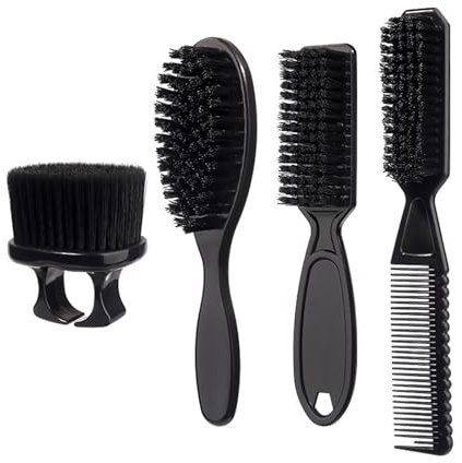 Set di 4 pennelli da parrucchiere per uomo a doppia testa per lo styling dei capelli spazzola per grasso spazzola per la pulizia della barba spazzola per la pulizia dei capelli