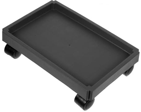 SEWACC Bandeja para Macetas con Ruedas Negras, Base Rectangular Reforzada 32 Cm, Carrito Rodante para Jardinería Exterior E Interior, Soporte Móvil para Plantas y Bonsáis