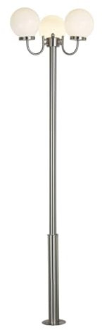 Lindby Mastleuchte außen Samuel (spritzwassergeschützt (Modern) in Alu aus Edelstahl (3 flammig, E27) - Kandelaber Außenleuchte