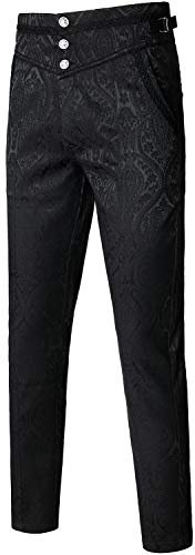 VATPAVE Herren Gothic Hose Cosplay Kostüm Hosen Steampunk Viktorianische Hose Groß Schwarz