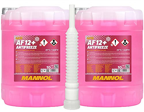 MANNOL 2 x10 Liter, 4012 Antifreeze AF12+ (-40) Longlife Frostschutz rot verdünnt
