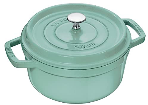 Staub Pico Cocotte 40508-704 Rond Vert Sauge 22 cm Double Main Casserole émaillée Compatible Induction Produit Japonais Authentique