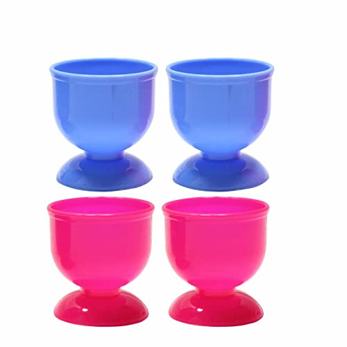 SUL Plastic Egg Cups Set; Soft Boiled Egg Cup Holders for Breakfast, Serving Egg Cups, Egg Cups Stand for Kitchen – Set of 4 (Pink-Blue)