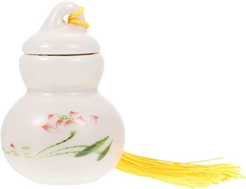 GImLY Contenitore per tè Sfuso in Ceramica Zucca Scatola Metallica per tè Contenitore per caffè in Porcellana con Nappa Regalo di inaugurazione della casa per Gli Amanti del tè 7X5X5CM