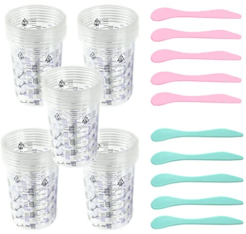 25 Pezzi Bicchieri per Miscelazione Vernice&Resina 600ml-Misurini per Resina Epossidica con 10 Bastoncini di Agitazione|Tazze di MiscelazionediPlasticaconScalaGraduataChiara|Solidi&Riutilizzabili