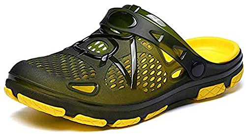 Hitmars Gartenclogs Herren Badelatschen Clogs Badeschlappen Gartenschuhe Schlappen Latschen Hausschuhe Clogs & Pantoletten Männer Sabots Sommer rutschfest Gelb EU 44