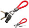 deemars Autoschlüsselanhänger aus echtem Leder, Autoschlüsselhalter mit 360 Grad drehbarem D-Ring und Schraubendreher, Woven Strap Braided Rope Schlüsselanhänger Universal für Männer (Rot)