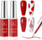 YSUVIN Esmalte Semipermanente Liner, 2 Colores Rango Rojo Pintauñas Semipermanentes Soak Off UV/LED Gel Uñas Pintura de Líneas DIY Francés Manicura Nail Art Set Kit Uñas Semipermanentes