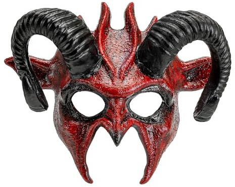 W WIDMANN MILANO Party Fashion 08482 - Masque diable avec cornes noires, démon, enfer, costume effrayant d'Halloween