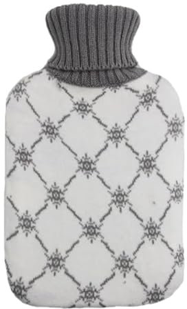 Bolsa de Agua Caliente 1,7L, Forro Flexible en Gris/Blanco, Dimensiones 20x32x4 cm, Ideal para Calentar y Aliviar Dolores Musculares.