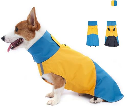 KunpengZen Hunter Hundemantel, Hundemantel Wasserdicht Sicheren Reflexstreifen und Verstellbarem Brustriemen, Regenjacke Hund mit Loch für Hundeleine, Outdoor Hunde Mantel für Kleine Mittlere Hunde