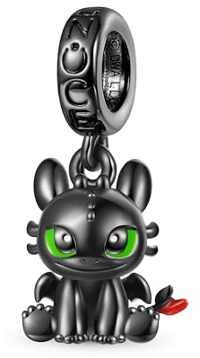 GNOCE How to Train Your Dragon Anhänger Dangle Charm Ohnezahn Lichtwut 925 Sterling Silber Fit Armband/Halskette Schmuck Geschenk für Frauen Ehefrau (Toothless)